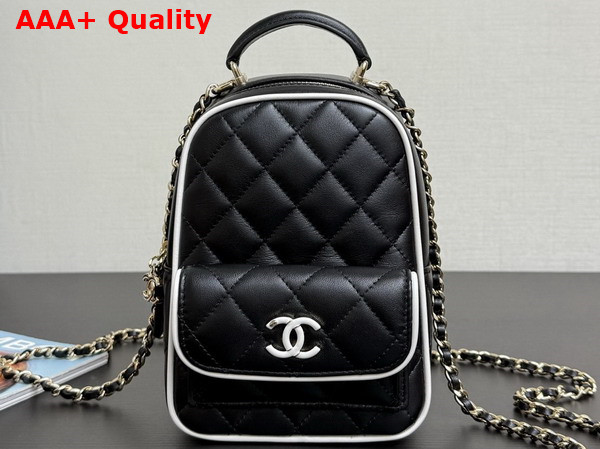 Chanel Mini Backpack in Black and White Lambskin AP4514 Replica