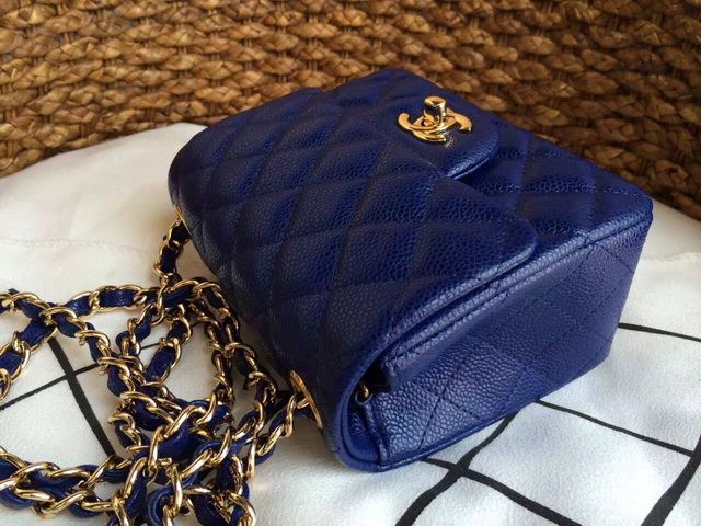 Chanel Mini Caviar Flap Bag Navy Blue Chain for Sale