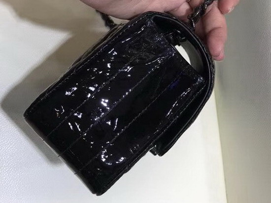 Chanel Mini Chevron Flap Bag in Black Patent Leather