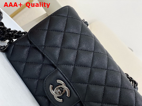 Chanel Mini Classic Flap Bag in Black Grained Calfskin Ruthenium Finish Metal Replica
