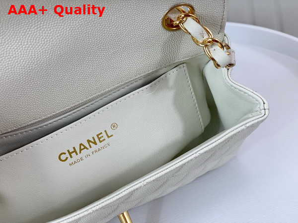 Chanel Mini Classic Flap Bag in White Grained Calfskin Gold Tone Metal Replica