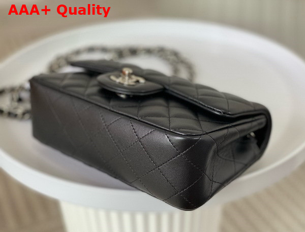 Chanel Mini Classic Handbag in Black Lambskin Silver Tone Metal Ref A69900 Replica