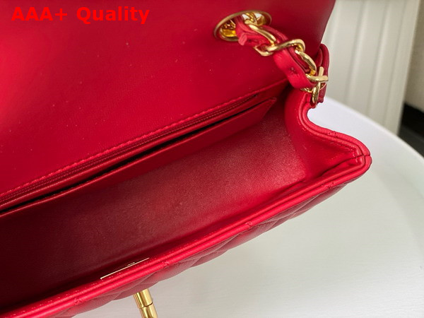 Chanel Mini Classic Handbag in Red Lambskin Gold Tone Metal Ref A69900 Replica