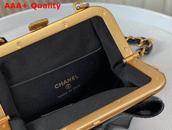 Chanel Mini Clutch with Bow Black Shiny Lambskin Replica