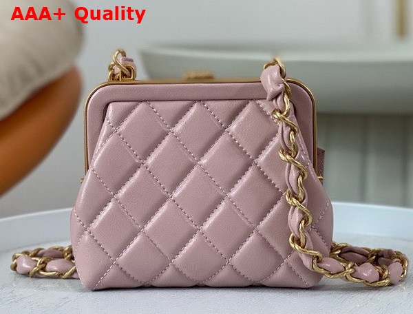 Chanel Mini Clutch with Bow Pink Shiny Lambskin Replica