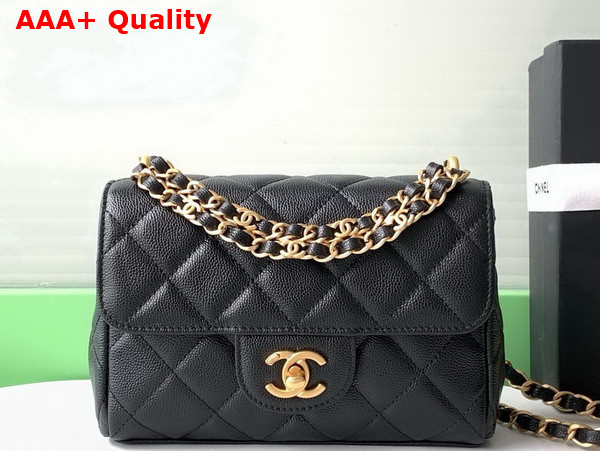 Chanel Mini Flap Bag Grained Calfskin Gold Tone Metal Black AS5239 Replica