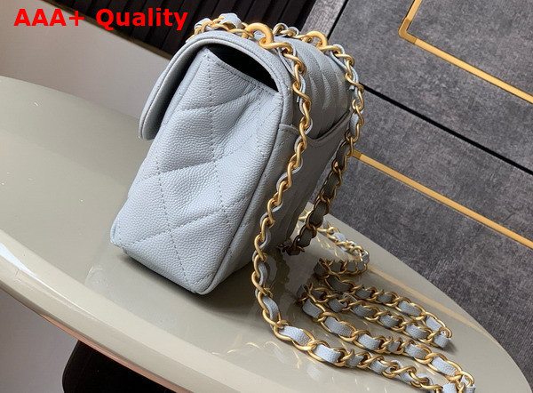 Chanel Mini Flap Bag Grained Calfskin Gold Tone Metal Light Blue AS5239 Replica