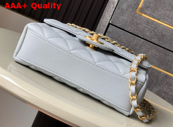 Chanel Mini Flap Bag Grained Calfskin Gold Tone Metal Light Blue AS5239 Replica