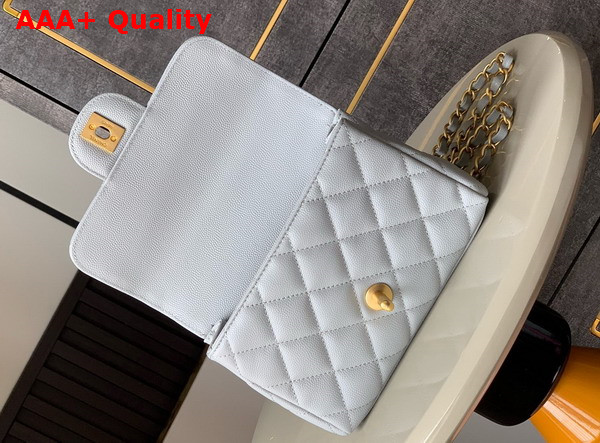 Chanel Mini Flap Bag Grained Calfskin Gold Tone Metal Light Blue AS5239 Replica