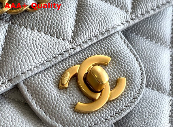 Chanel Mini Flap Bag Grained Calfskin Gold Tone Metal Light Blue AS5239 Replica