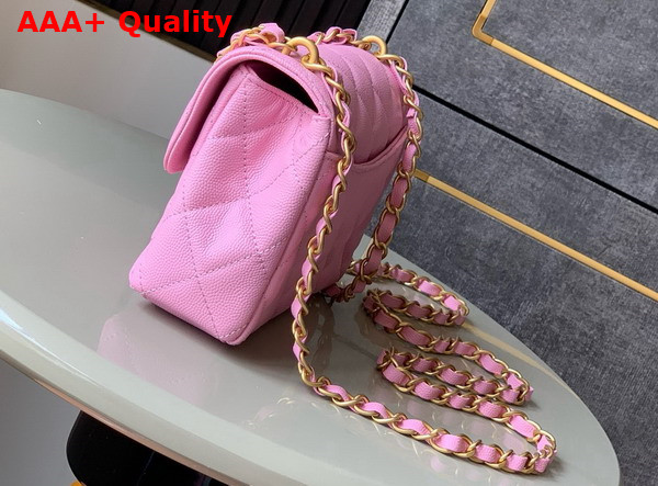 Chanel Mini Flap Bag Grained Calfskin Gold Tone Metal Pink AS5239 Replica