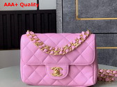 Chanel Mini Flap Bag Grained Calfskin Gold Tone Metal Pink AS5239 Replica