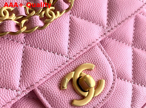 Chanel Mini Flap Bag Grained Calfskin Gold Tone Metal Pink AS5239 Replica