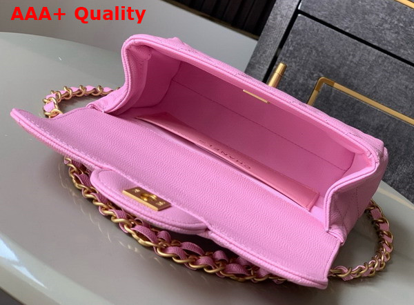 Chanel Mini Flap Bag Grained Calfskin Gold Tone Metal Pink AS5239 Replica