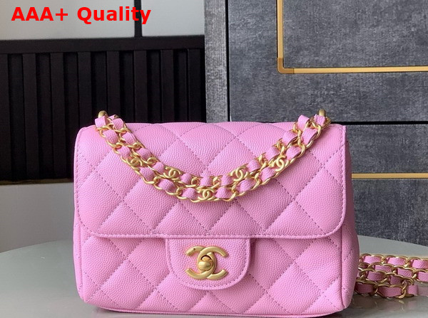Chanel Mini Flap Bag Grained Calfskin Gold Tone Metal Pink AS5239 Replica