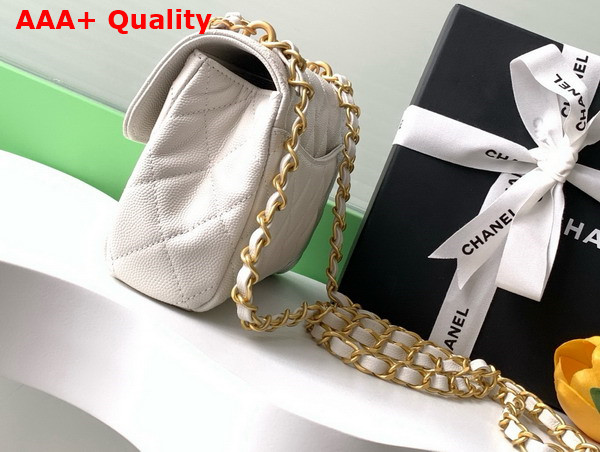 Chanel Mini Flap Bag Grained Calfskin Gold Tone Metal White AS5239 Replica