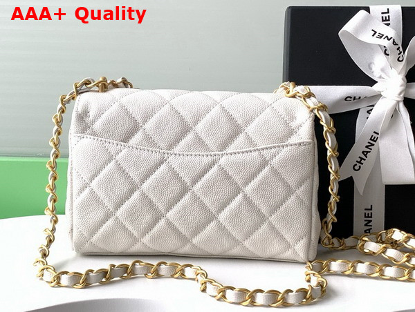 Chanel Mini Flap Bag Grained Calfskin Gold Tone Metal White AS5239 Replica