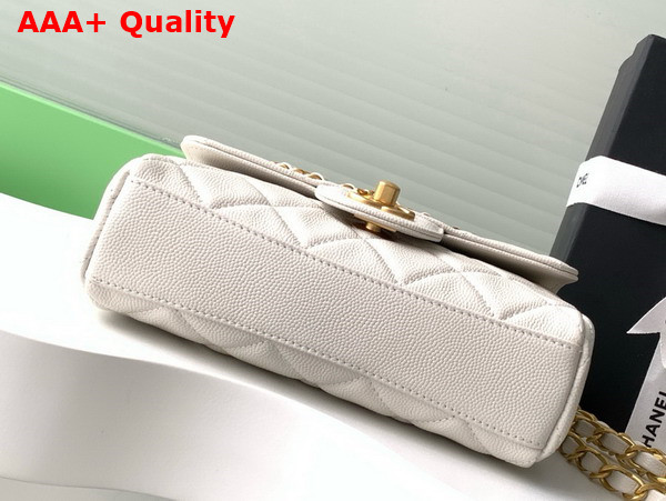 Chanel Mini Flap Bag Grained Calfskin Gold Tone Metal White AS5239 Replica