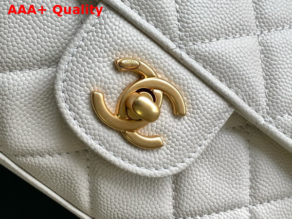 Chanel Mini Flap Bag Grained Calfskin Gold Tone Metal White AS5239 Replica