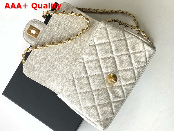 Chanel Mini Flap Bag Grained Calfskin Gold Tone Metal White AS5239 Replica