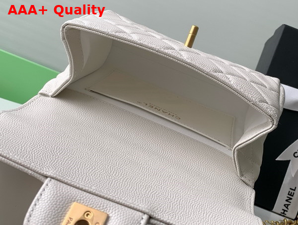 Chanel Mini Flap Bag Grained Calfskin Gold Tone Metal White AS5239 Replica