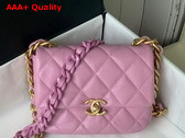 Chanel Mini Flap Bag Lambskin Gold Tone Lacquered Metal Pink Ref AS3205 Replica