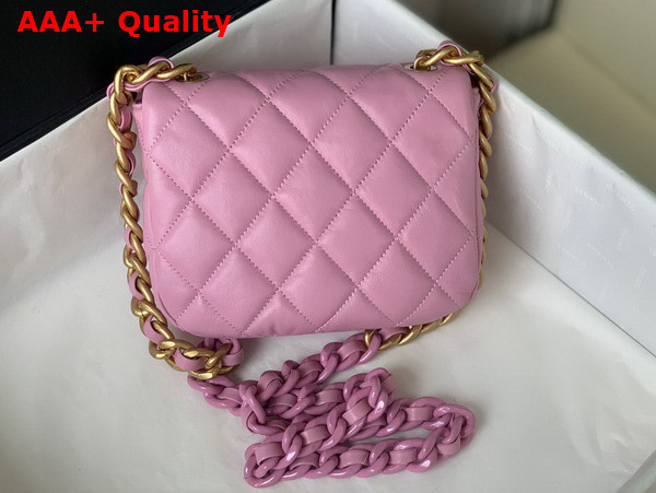 Chanel Mini Flap Bag Lambskin Gold Tone Lacquered Metal Pink Ref AS3205 Replica