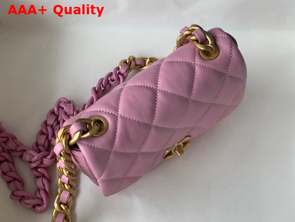 Chanel Mini Flap Bag Lambskin Gold Tone Lacquered Metal Pink Ref AS3205 Replica