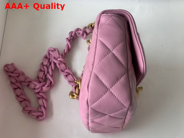 Chanel Mini Flap Bag Lambskin Gold Tone Lacquered Metal Pink Ref AS3205 Replica