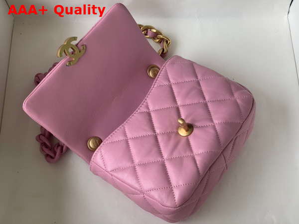 Chanel Mini Flap Bag Lambskin Gold Tone Lacquered Metal Pink Ref AS3205 Replica