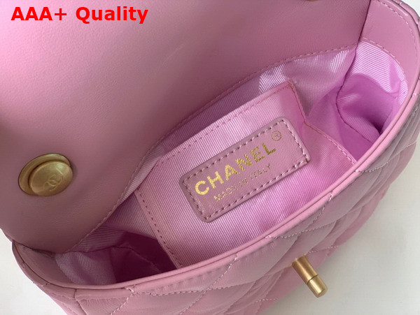 Chanel Mini Flap Bag Lambskin Gold Tone Lacquered Metal Pink Ref AS3205 Replica