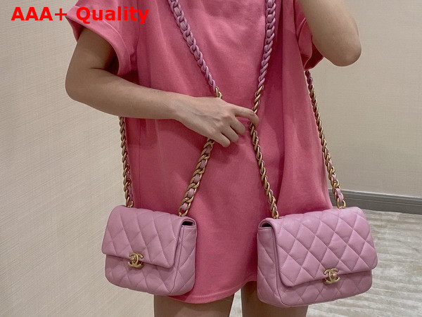 Chanel Mini Flap Bag Lambskin Gold Tone Lacquered Metal Pink Ref AS3205 Replica