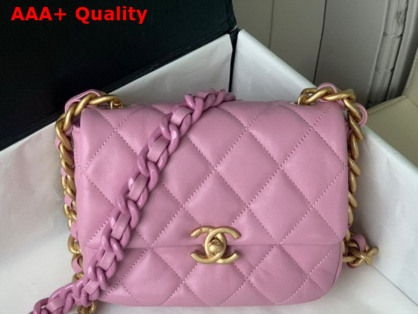 Chanel Mini Flap Bag Lambskin Gold Tone Lacquered Metal Pink Ref AS3205 Replica