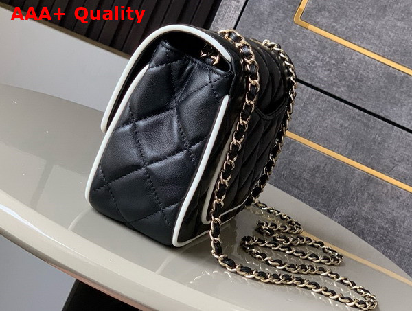 Chanel Mini Flap Bag Lambskin and Gold Tone Metal Black and White Replica