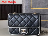 Chanel Mini Flap Bag Lambskin and Gold Tone Metal Black and White Replica
