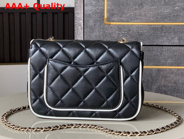Chanel Mini Flap Bag Lambskin and Gold Tone Metal Black and White Replica