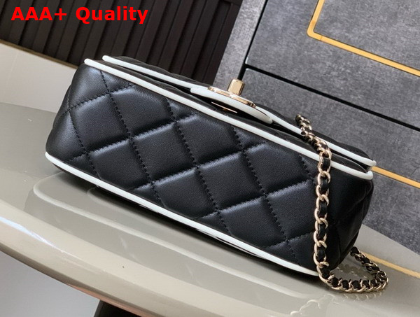 Chanel Mini Flap Bag Lambskin and Gold Tone Metal Black and White Replica