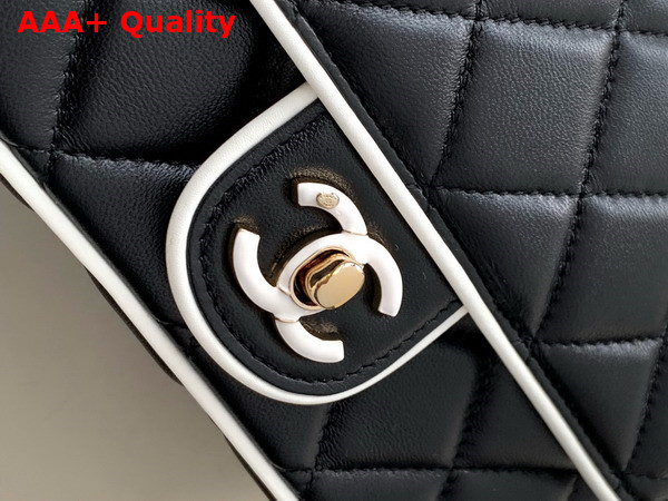 Chanel Mini Flap Bag Lambskin and Gold Tone Metal Black and White Replica