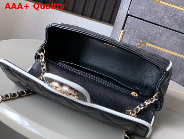 Chanel Mini Flap Bag Lambskin and Gold Tone Metal Black and White Replica