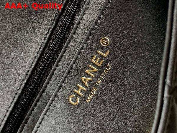 Chanel Mini Flap Bag Lambskin and Gold Tone Metal Black and White Replica