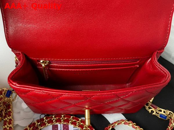 Chanel Mini Flap Bag Red Lambskin and Enamel AS3442 Replica