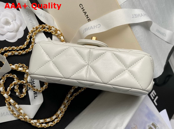 Chanel Mini Flap Bag White Lambskin Imitation Pearls Gold Tone Metal AS4868 Replica