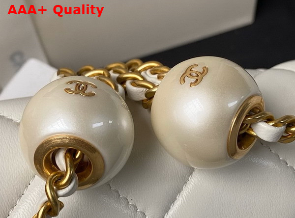 Chanel Mini Flap Bag White Lambskin Imitation Pearls Gold Tone Metal AS4868 Replica