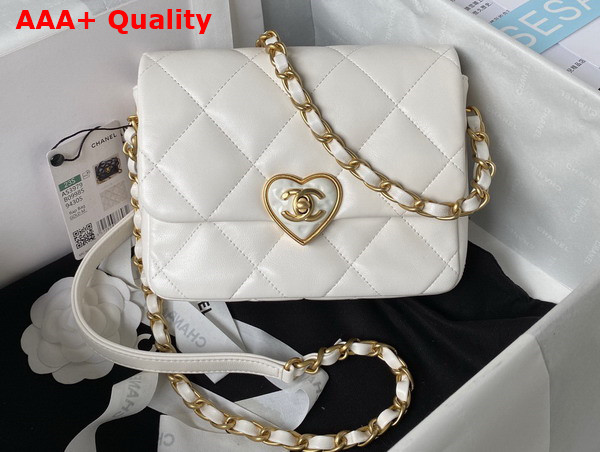Chanel Mini Flap Bag White Lambskin Plexi Gold Tone Metal AS3979 Replica