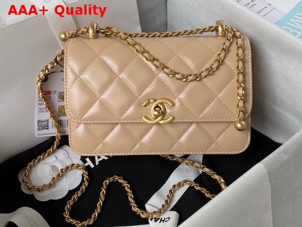 Chanel Mini Flap Bag in Beige Calfskin AS2615 Replica