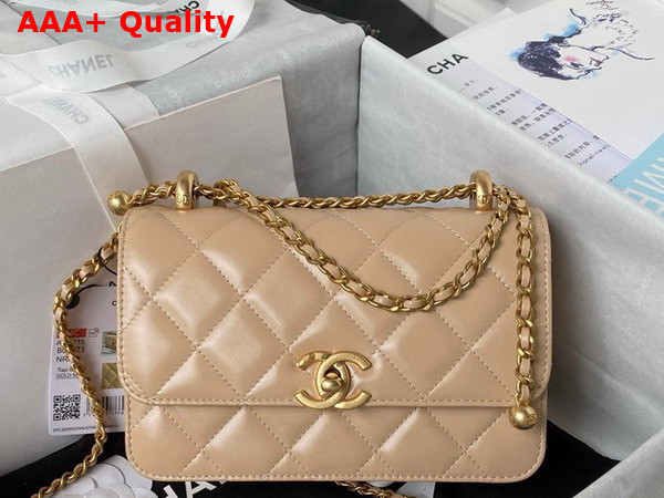 Chanel Mini Flap Bag in Beige Calfskin AS2615 Replica