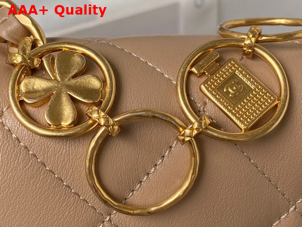 Chanel Mini Flap Bag in Beige Calfskin and Gold Metal AS4274 Replica