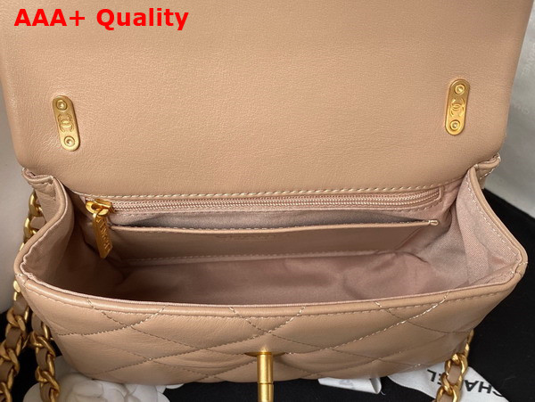 Chanel Mini Flap Bag in Beige Calfskin and Gold Metal AS4274 Replica