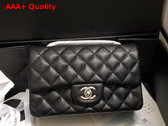 Chanel Mini Flap Bag in Black Grained Calfskin Silver Tone Metal AS3757 Replica