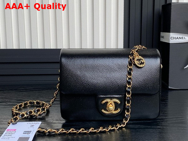Chanel Mini Flap Bag in Black Grained Shiny Calfskin Gold Tone Metal AS5218 Replica
